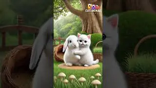 Cute cat rescued the poor little rabbit 🐰🔥 #cat #ai #rabbit  #catlover #kitten