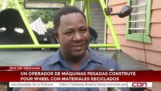 Operador de máquinas pesadas crea four wheel con materiales reciclados