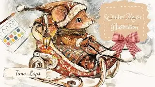 Winter Mouse Illustration / Time Laps / From Drawing to Spun Cotton