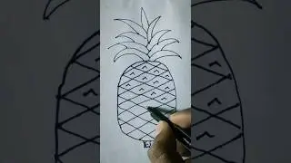 How to Draw a Pineapple (Easy & Cute) #shorts #drawing