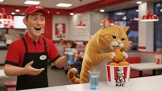 Chubby Orange Cat&rsquo;s KFC Adventure 🍗 | #OrangeCat #KFCFun #CuteCatStory&rdquo;
