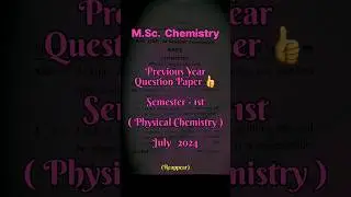 M.Sc. Chemistry 1st Semester Question Paper |  Physical Chemistry | HPU SPU #msc #chemistry #shorts