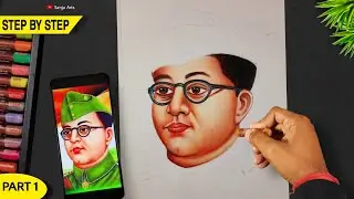 Netaji Drawing, Netaji Subhash Chandra Bose Drawing, Oil Pastel  drawing, Sanju Arts