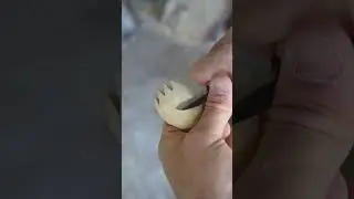 Carving a spork out of pear wood