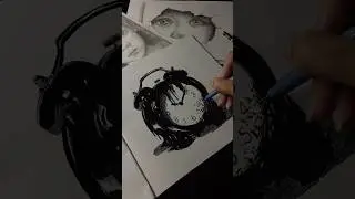 Draw a clock/alarm clock with a pen. #drawingprocess #drawing #pendrawing #sketch #howtodraw #art