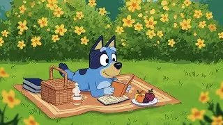 Bluey Studying in a Peaceful Garden 🌞Lofi Chill Spring🌸 Relaxing Lofi for Work & Study
