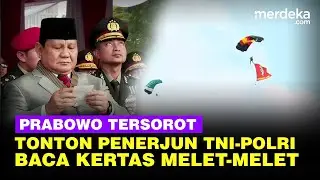 Tonton Penerjun Polri-TNI, Prabowo Baca Kertas Sampai Melet-Melet Jokowi Terpukau