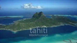 Tahiti Stock Footage, aerial view of the island Bora Bora