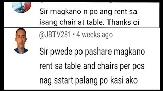 MAGKANO RENT NG TABLES AT CHAIRS, ANO SUKAT NG TABLES IN DIAMETER? BasLag tv