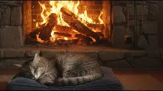 Cozy Cat Purring by the Fireplace | 9 Hours [Relax &middot; Sleep &middot; Gentle Sounds]