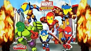 SUPER HERO ADVENTURE Play Doh Iron Man Captain America Spider-Man Thor How To Create Super Heroes