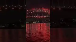 Sydney Harbour Bridge was lit with lights at nights - music Happy Lunar New Year 2025!