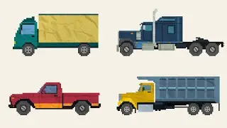 Trucks 1 &ndash; Pixel Art Animation | Retro 8-Bit Chiptune Sound