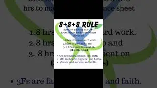 8+8+8 rule#hobby #happy #faith #service #ytshorts #ytshortsindia