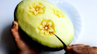 Watermelon carving easy idea /garnish/ fruit carving design !!!!!