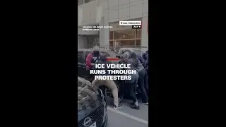 ICE vehicle runs through protesters