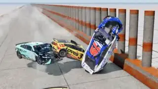 BeamNG Blowovers and Airborne Crashes at the Catchfence Thing