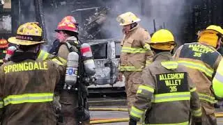 2 Alarm fire caused by a car collision East Deer Twp Allegheny County 12/27/19