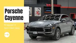 Porsche Cayenne wrapped in Satin Dark Grey| #Wraptors