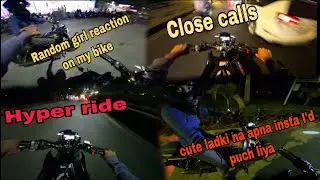 Random cute girl 💗 ka sath bike ride hyper ride close calls 