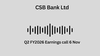 CSB Bank Ltd Q2 FY 2026 Earnings Conference Call