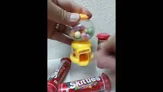Gumball Bubble Gum Machine Dispenser with Skittles Candy #viral #shorts