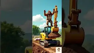 The Monkey Farmer Builds a Fish Pond with the Excavator 🚜🐟 #monkey #funnymonkey #monkeysr #shorts