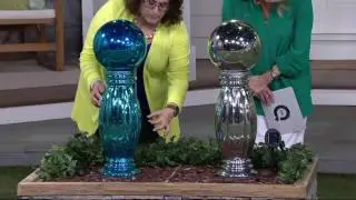 Plow & Hearth Mercury Glass Solar Lighted Gazing Ball And Pedestal on QVC