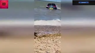 Bizarre moment VW Golf swept out to sea on Kent beach