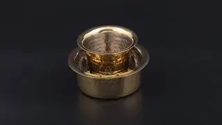 Proudlyindia.com Brass Coffee Dabara/Davara Set - Hammered Finish, Medium (Gold, Cup and Saucer Set)