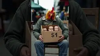 reality in reverse(🐣 What if chickens and humans switched roles?Who's really on sale now?)