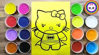 Sand Painting Coloring Hello Kitty Batman for kids || Hello Kitty Barman For Kids And Toddlers