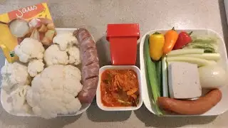อาหารดัตช์ ดอกกะหล่ำต้มราดซอสชีส ไส้กรอกสดย่างเนย & ซุปกิมจิ KimChi Soup