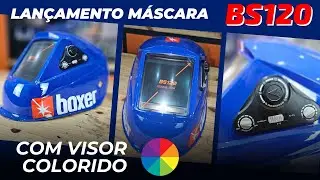 SAIU!!! M&aacute;scara de Solda com Visor colorido BS120 Boxer soldas - Review e testes