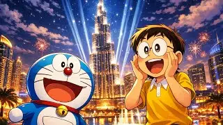 Doraemon & Nobita in Burj Khalifa 😱 | Anywhere Door Magic in Dubai&rdquo; | AI Doraemon Stories 