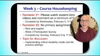 SW 260A - Critical Disability - Week 3 - Video 0 - Course Housekeeping