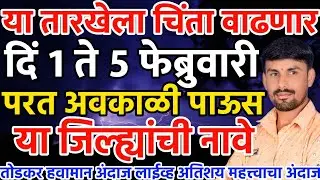1 ते 5 फेब्रुवारी परत अवकाळी पाऊस | चिंता वाढणार | तोडकर हवामान अंदाज लाईव्ह | Todkar havaman andaj