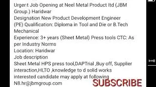 JBM is hiring B-tech Mechanical Engineer | New products development Engineer | Engineering jobs