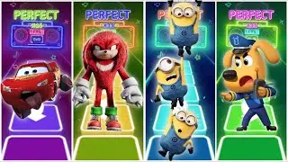 McQueen vs Knuckles vs Minions vs Sheriff Lablador in | Tiles Hop Game play EDM Rush🎶