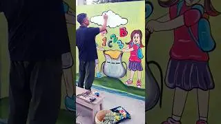 creative painting ideas #wallart #school #wall #shorts #viral