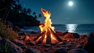 ⛺Tropik Kamp Ateşi🍹Okyanus Sesi 🐳