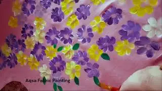 Aqsa Fabric Painting | One Stroke Flower Painting on Pink Shirt | Double Color Round Brush Painting