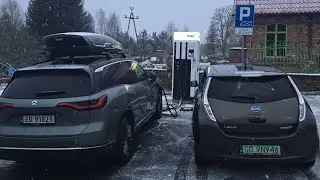 Z Gdańska do Stargardu Nissan Leaf 30kWh 10/12 zima 0st 8h 330km.