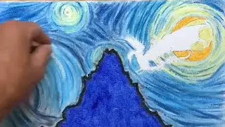 4. Starry Night Over &ldquo;THE HOBBIT&rdquo; SCENE in Oil Pastels:  #shorts #youtubeshorts #art
