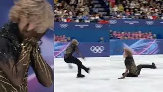 USA's Ilia Malinin falls during set in Men's singles - Figure Skating at Winter Olympics 2026