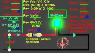 LED 6v circuit calculation, how to calculate led series resistor watts,volt,amps,resistance