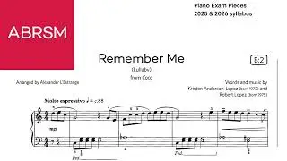 ABRSM Piano Grade 1 2025-2026 B2 Remember Me Lullaby from Coco by Alexander L'Estrange