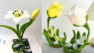 Best 3 Beautiful Flower Lamp Making with Pipe Cleaner | 3 ideas | DIY Flower Lamp | Home Decor Ideas