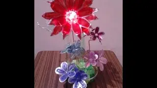 Best Out Of Waste Plastic Bottles transformed to Elegant Flower Showpiece cum Lamp