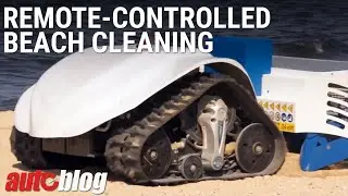 Remote-controlled beach cleaning mini tank